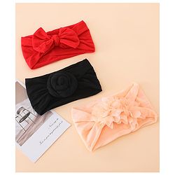 Babyhug Set Of 3 Bow Applique Detailed Headbands - Pink,Red ,Purple