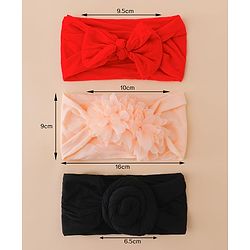 Babyhug Set Of 3 Bow Applique Detailed Headbands - Pink,Red ,Purple