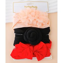Babyhug Set Of 3 Bow Applique Detailed Headbands - Pink,Red ,Purple