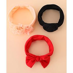 Babyhug Set Of 3 Bow Applique Detailed Headbands - Pink,Red ,Purple