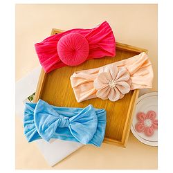 Babyhug Headbands With Bow Applique Pack of 3 - Pink,White,Purple