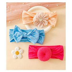 Babyhug Headbands With Bow Applique Pack of 3 - Pink,White,Purple