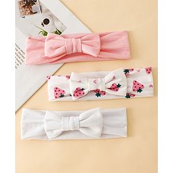 Babyhug Free Size Baby Headbands With Fruit Print Bow Applique Pack of 3 - Multicolor