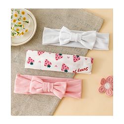 Babyhug Free Size Baby Headbands With Fruit Print Bow Applique Pack of 3 - Multicolor