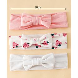 Babyhug Free Size Baby Headbands With Fruit Print Bow Applique Pack of 3 - Multicolor