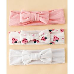 Babyhug Free Size Baby Headbands With Fruit Print Bow Applique Pack of 3 - Multicolor