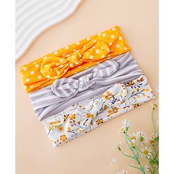 Babyhug Free Size Baby Headbands with Polka Dots, Floral Print And Stripes Pack of 3 - Multicolor