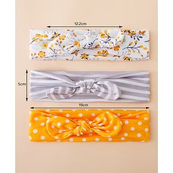 Babyhug Free Size Baby Headbands with Polka Dots, Floral Print And Stripes Pack of 3 - Multicolor