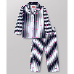Babyhug Cotton Knit Full Sleeves Shirt & Pyjama Co-Ord Striped Night Suit With Star Print - Navy Blue