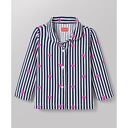 Babyhug Cotton Knit Full Sleeves Shirt & Pyjama Co-Ord Striped Night Suit With Star Print - Navy Blue