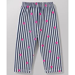 Babyhug Cotton Knit Full Sleeves Shirt & Pyjama Co-Ord Striped Night Suit With Star Print - Navy Blue
