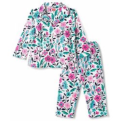 Babyhug 100% Cotton Knit Full Sleeves Shirt & Pyjama Night Suit with Floral Print - White