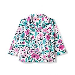 Babyhug 100% Cotton Knit Full Sleeves Shirt & Pyjama Night Suit with Floral Print - White