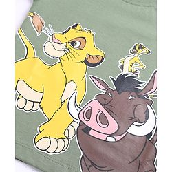 Babyhug Disney Single Jersey Knit Full Sleeve T-shirts & Joggers Set With Lion King Graphic & Cut & Sew Design - Green & Navy Blue