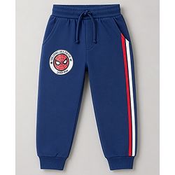 Babyhug Marvel Single Jersey Knit Full Sleeves T-Shirt & Joggers Set With Spiderman Graphic - Blue