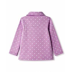 Babyhug Cotton Knit Full Sleeves Top & Pyjama Night Suit with Polka Dots Print - Lavender