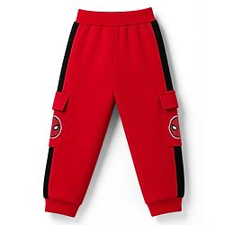 Babyhug Marvel Single Jersey Knit Full Sleeve Cut and Sew T-shirt & Joggers Set With Spider-man Graphics - Red
