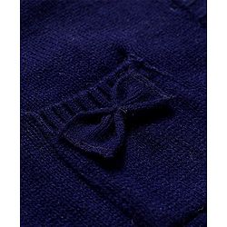 Babyhug Knit Full Sleeves Floral Embroidered Front Open Sweater With Cable Knit - Navy Blue