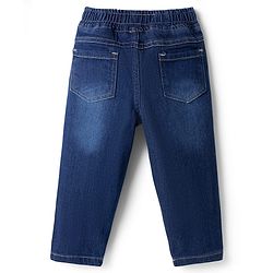 Babyhug Single Jersey Knit Full Sleeves Striped T-Shirt & Denim Jeans Set - Red & Blue