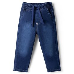 Babyhug Single Jersey Knit Full Sleeves Striped T-Shirt & Denim Jeans Set - Red & Blue