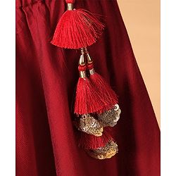 Babyhug Singlet Lehenga Choli Set With Jari & Sequin Border - Blue Red