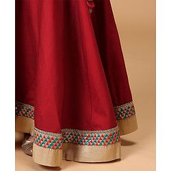 Babyhug Singlet Lehenga Choli Set With Jari & Sequin Border - Blue Red