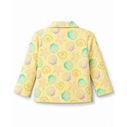 Babyhug Cotton Knit Full Sleeves Shirt & Pyjama Night Suit with Starfish Print - Yellow