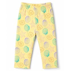 Babyhug Cotton Knit Full Sleeves Shirt & Pyjama Night Suit with Starfish Print - Yellow