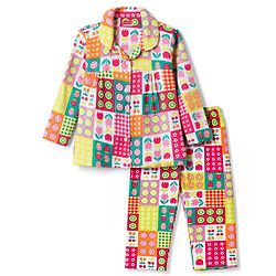 Babyhug 100% Cotton Knit Full Sleeves Shirt & Pyjama Night Suit with Floral Print - Pink & Yellow