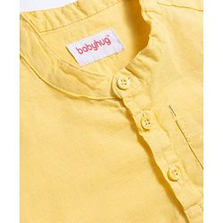 Babyhug Cotton Woven Half Sleeves Shirt & Denim Shorts Set - Yellow