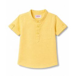 Babyhug Cotton Woven Half Sleeves Shirt & Denim Shorts Set - Yellow