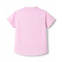 Babyhug Cotton Woven Half Sleeves Shirt & Denim Shorts Set - Pink