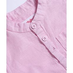 Babyhug Cotton Woven Half Sleeves Shirt & Denim Shorts Set - Pink