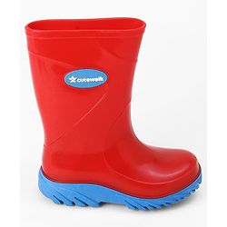 Cute Walk by Babyhug Comfortable slip on with Anti skid Rain Boot - Blue & Red