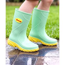 Cute Walk by Babyhug Comfortable slip on with Anti skid Rain Boot - Mint & Yellow