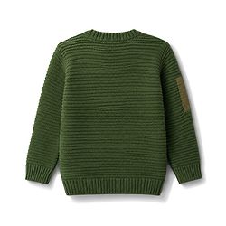 Babyhug Knit Full Sleeves Text Printed Pullover Sweater - Olive Green