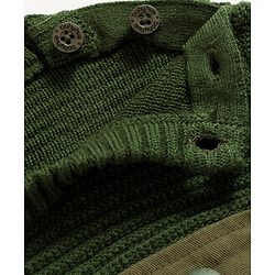 Babyhug Knit Full Sleeves Text Printed Pullover Sweater - Olive Green