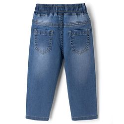 Babyhug Cotton Lycra Full Length Denim Jeans With Patch - Blue