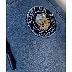 Babyhug Cotton Lycra Full Length Denim Jeans With Patch - Blue