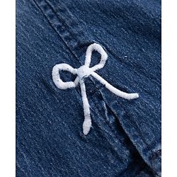 Babyhug Cotton Lycra Denim Full Length Washed Jeans With Stretch & Bow Applique - Navy Blue