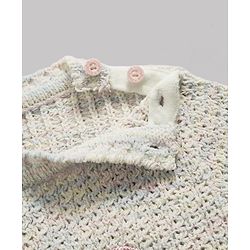 Babyhug Knit Full Sleeves Bow Sequinned Pullover Sweater - Light Pink
