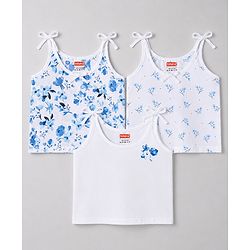 Babyhug 100% Cotton Cambric Woven Sleeveless Shoulder Tie Knot Slip With Floral Print Pack of 3 - Multicolor