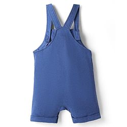 Babyhug Single Jersey Knit Dungaree Style Romper & Half Sleeve T-Shirt With Bunny Print - Orange & Blue