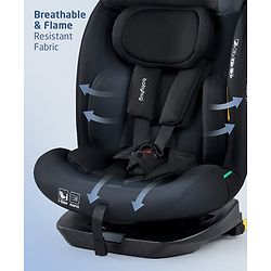 Babyhug Convertible 2 in 1 Car Seat with Isofix & Non Isofix, 360° Rotatable Seat - Grey| R129 Certified| i-Size Compliant| Rear & Forward Facing| Newborn to 12 Years| Reclining Seat| Cushion Seat