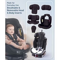 Babyhug Convertible 2 in 1 Car Seat with Isofix & Non Isofix, 360° Rotatable Seat - Grey| R129 Certified| i-Size Compliant| Rear & Forward Facing| Newborn to 12 Years| Reclining Seat| Cushion Seat