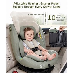 Babyhug Convertible 2 in 1 Car Seat with Isofix & Non Isofix, 360° Rotatable Seat - Grey| R129 Certified| i-Size Compliant| Rear & Forward Facing| Newborn to 12 Years| Reclining Seat| Cushion Seat