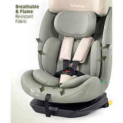 Babyhug Convertible 2 in 1 Car Seat with Isofix & Non Isofix, 360° Rotatable Seat - Grey| R129 Certified| i-Size Compliant| Rear & Forward Facing| Newborn to 12 Years| Reclining Seat| Cushion Seat