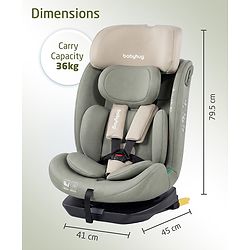 Babyhug Convertible 2 in 1 Car Seat with Isofix & Non Isofix, 360° Rotatable Seat - Grey| R129 Certified| i-Size Compliant| Rear & Forward Facing| Newborn to 12 Years| Reclining Seat| Cushion Seat