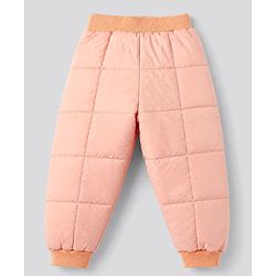 Babyhug Woven Full Sleeves Hooded Winter Wear Suit With Animal Print - Peach
