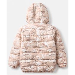 Babyhug Woven Jacket and Pant with Full Sleeves and Camouflage Print in Brown for 0-1 Month